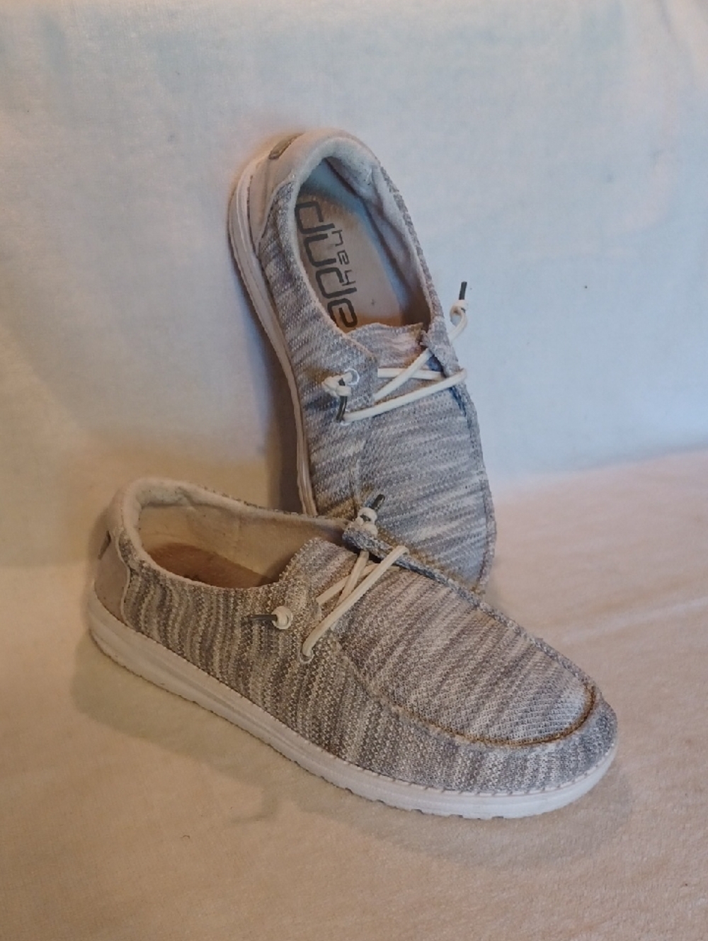Hey Dude Light Gray Knit Slip-On Sneakers Size 9